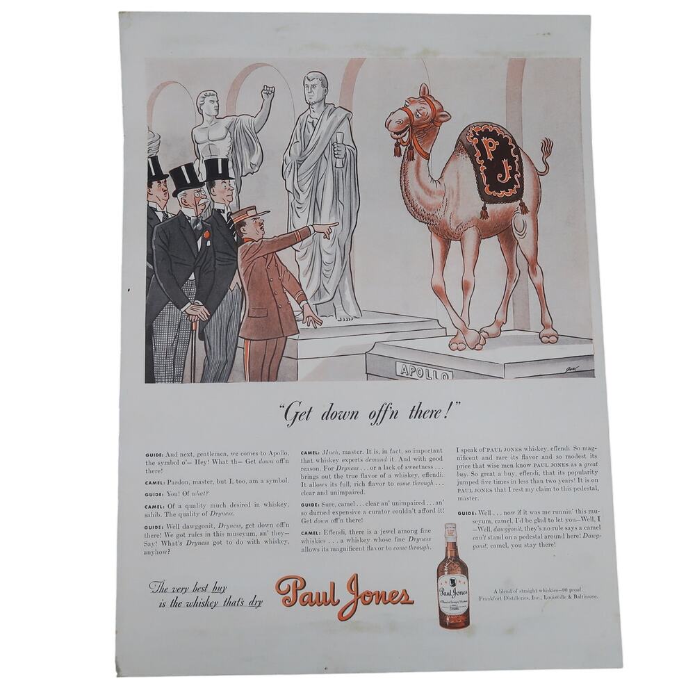 Paul Jones Blended Whiskey Magazine Advertisement 1940s Vintage Camel Alcohol